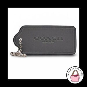 2.25" COACH NEW YORK Grey Smooth Leather Nickel Fob Bag Charm Keychain Hang Tag